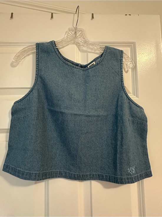 Lucy & Yak Tops - Denim Cropped Tank Top, Light Blue - Lucy & Yak